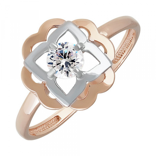 Золотое кольцо с фианитом № 138034