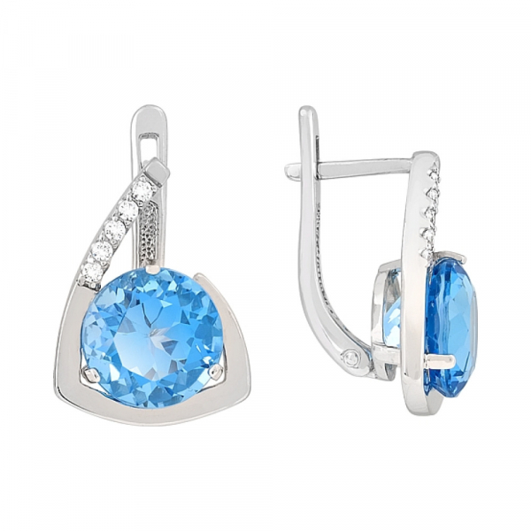 Золотые серьги с топазом и фианитом № 86199