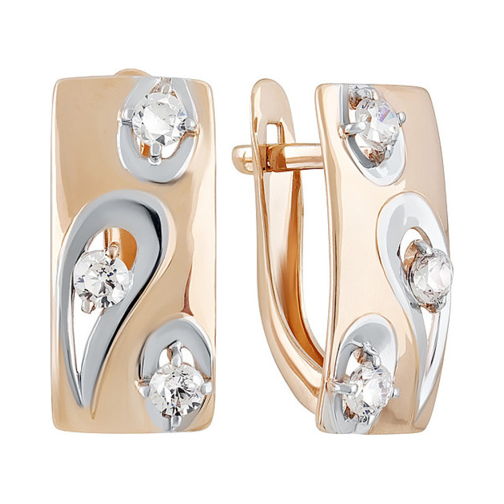 Золотые серьги с фианитом № 133459