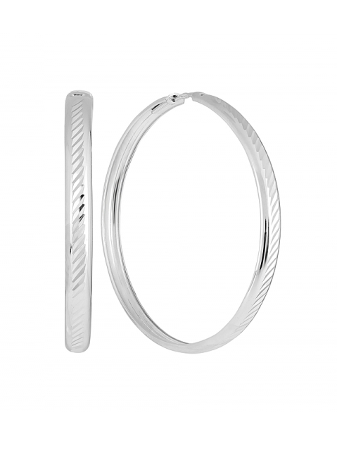 Серебряные серьги конго с алмазной гранью № 129744