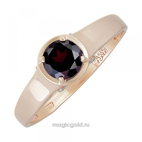 Золотое кольцо с гранатом и фианитом № 139160
