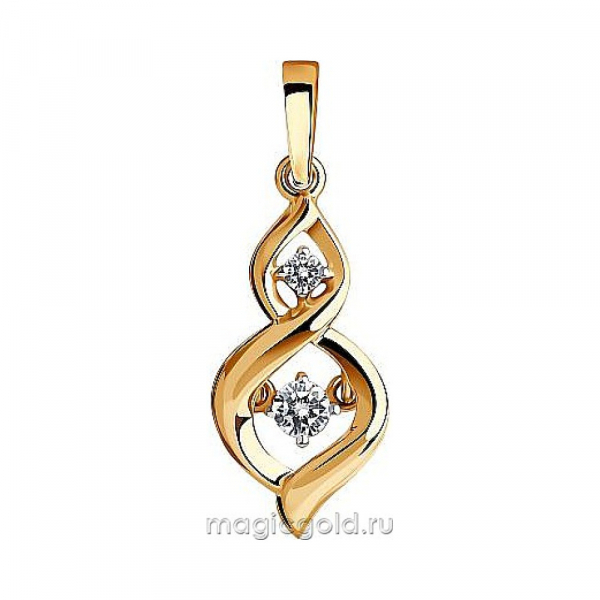 Золотая подвеска с фианитом № 174089