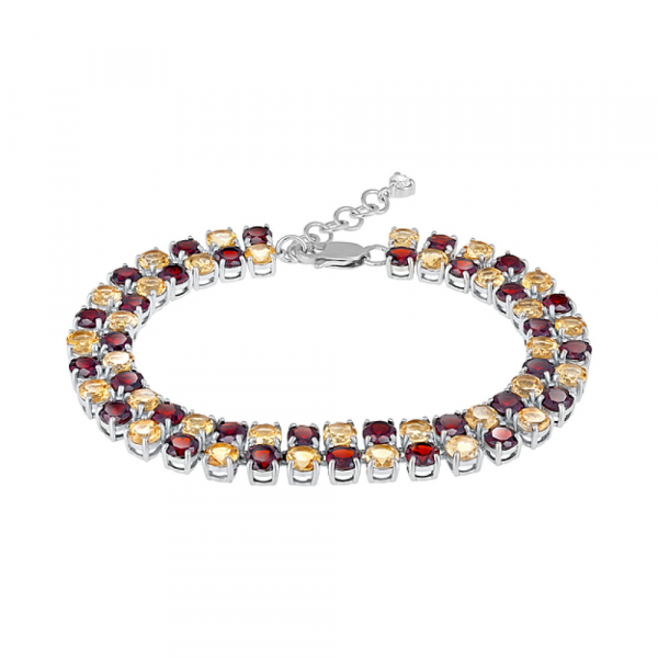 Серебряный браслет с полудраг. вставками и фианитом № 127954