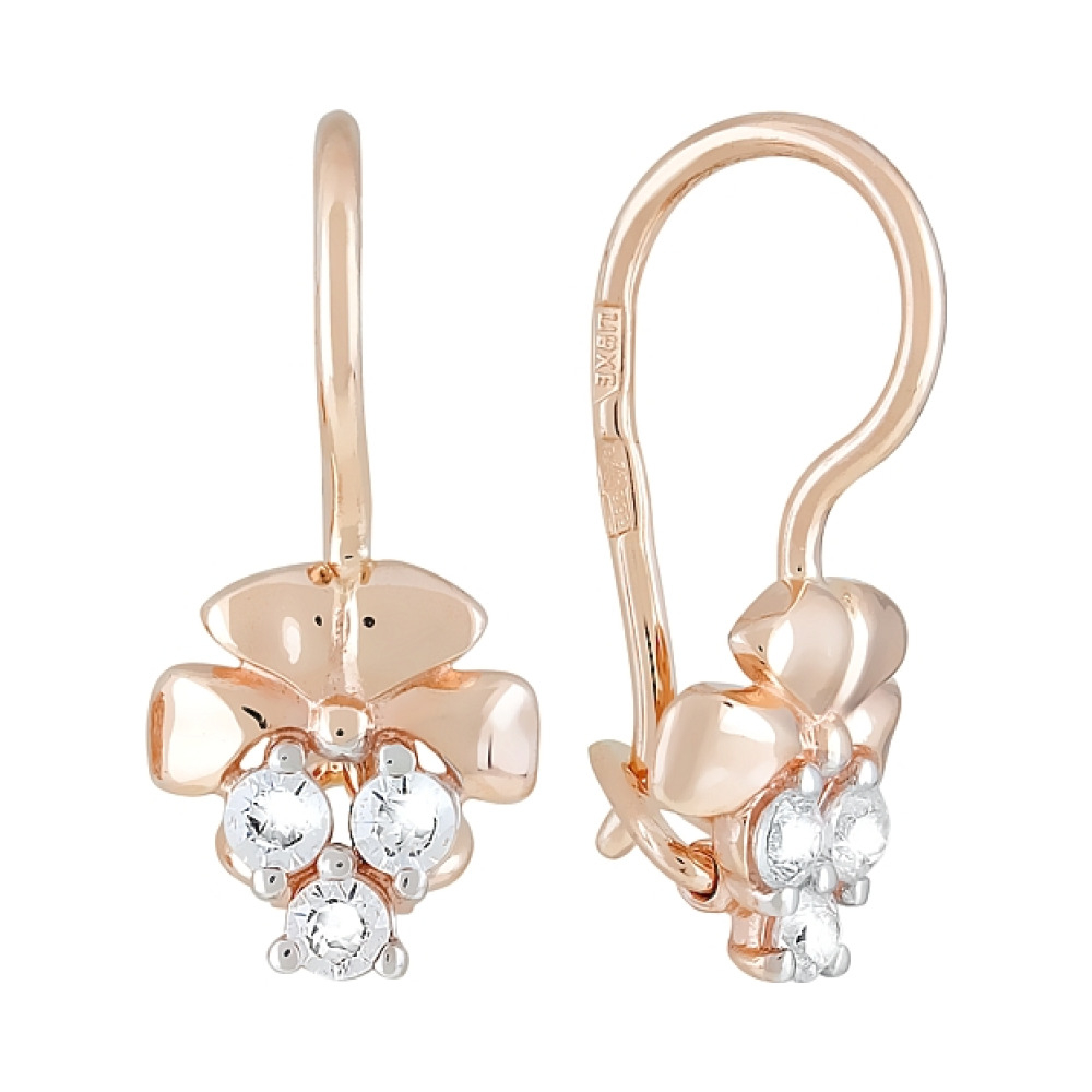 Золотые серьги с фианитами № 122291