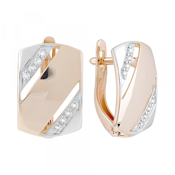 Золотые серьги с фианитом № 127596