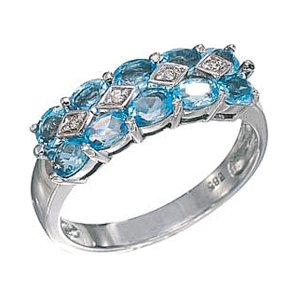 Золотое кольцо с бриллиантом и топазом № 3583