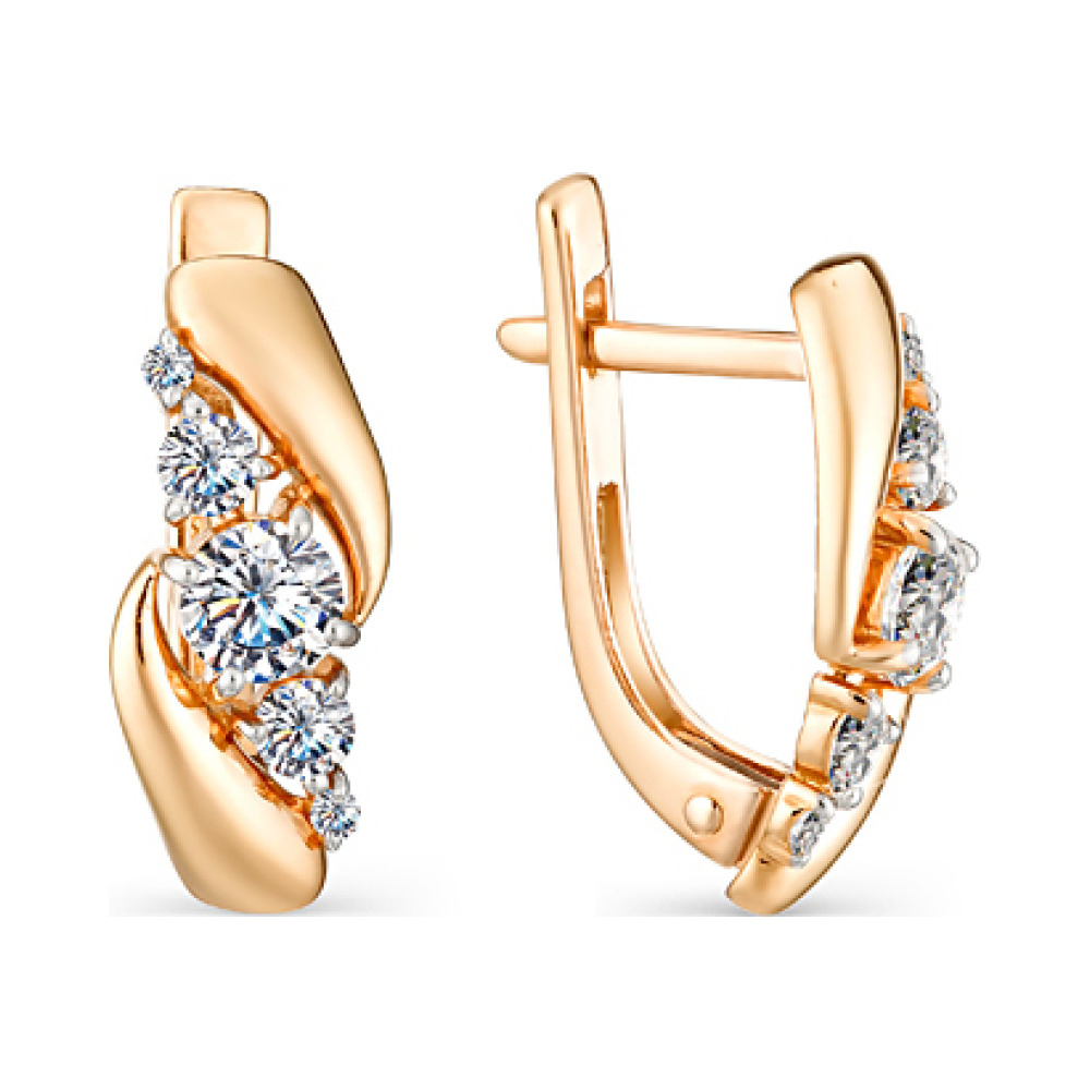 Золотые серьги с фианитом № 156400