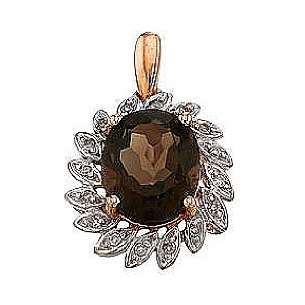 Подвеска с бриллиантом и раухтопазом № 34379