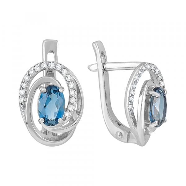 Золотые серьги с топазом и фианитом № 120009