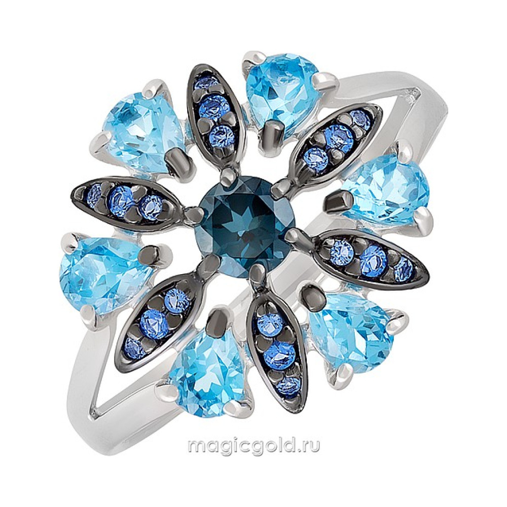 Серебряное кольцо с топазом и фианитом № 140377