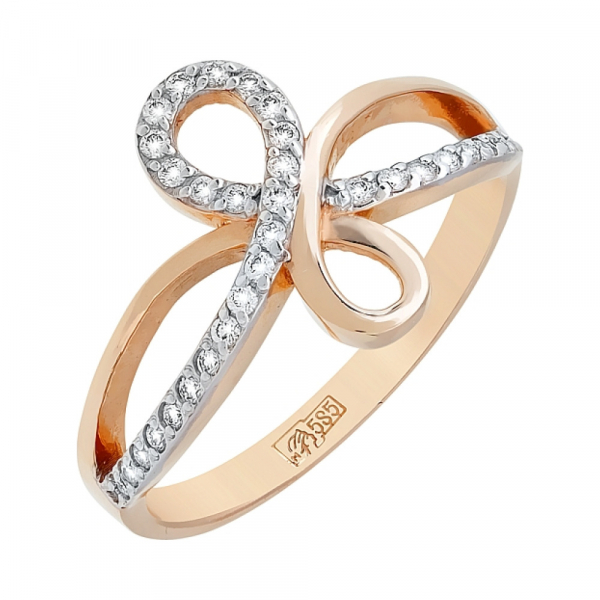 Золотое кольцо с бриллиантом № 77088