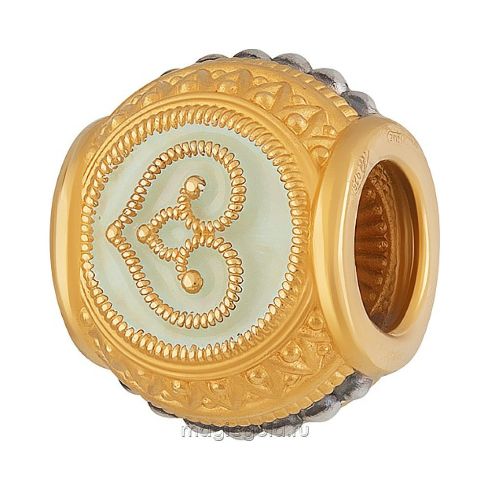 Серебряная подвеска бусина с золотым покрытием № 161606