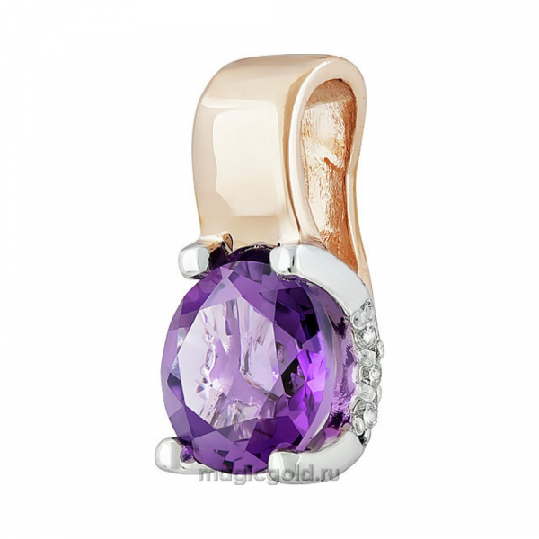 Золотая подвеска с аметистом и фианитом № 139258