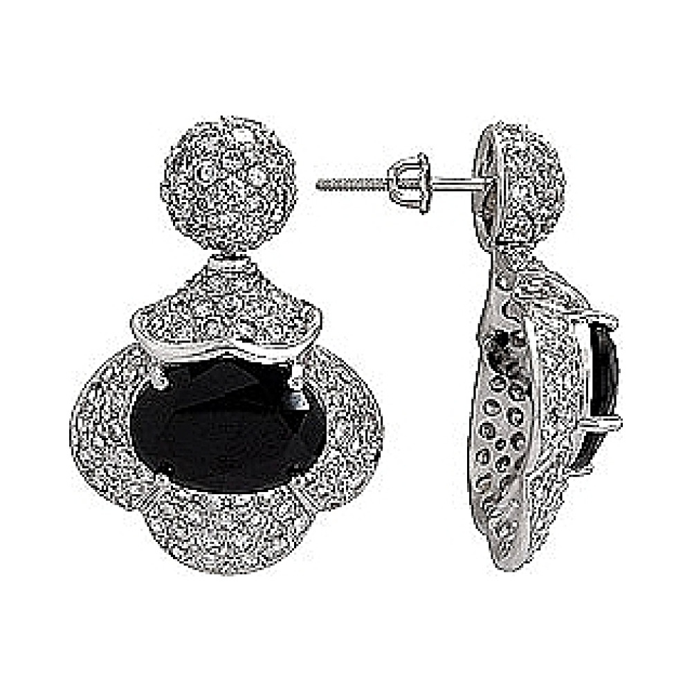 Серебряные серьги с фианитом № 74961