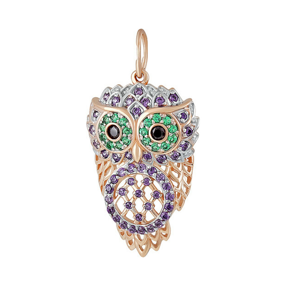 Золотая подвеска с иск.выр.изумрудом и фианитом № 137395