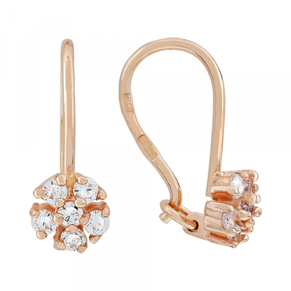 Золотые серьги с фианитом № 116737