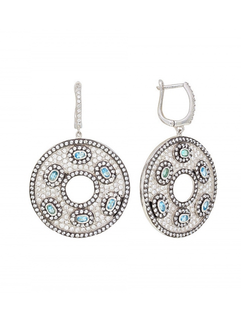 Серебряные серьги с фианитами № 118315