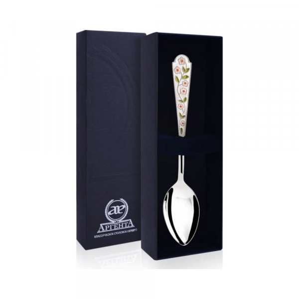 Серебряная чайная ложка «Лето-Ромашка» c эмалью