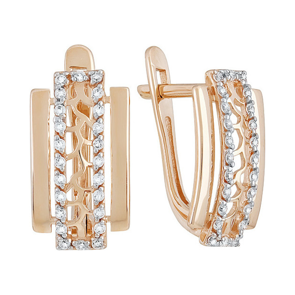 Золотые серьги с фианитом № 133803