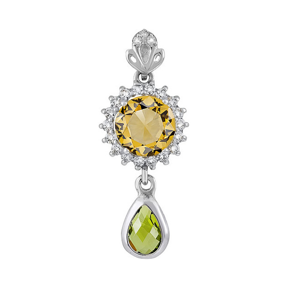 Серебряная подвеска с алпанитом и фианитом № 135381