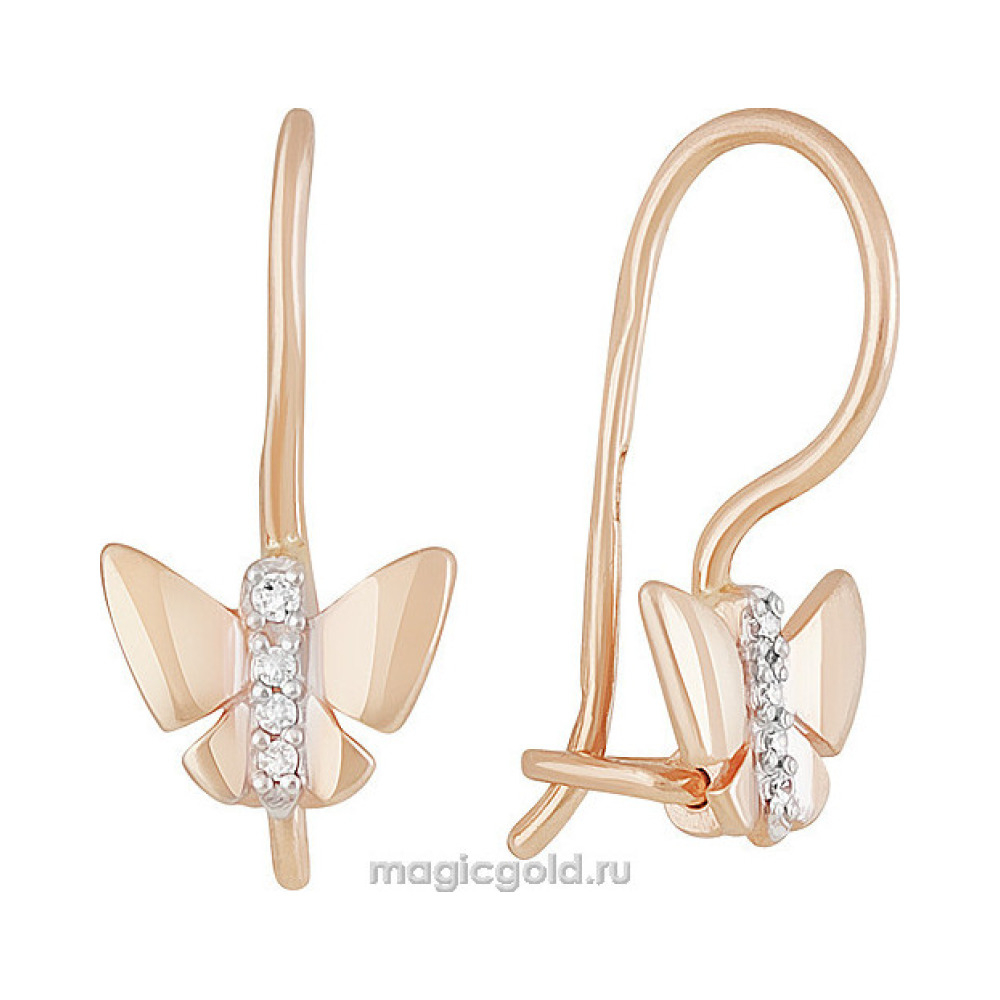 Золотые серьги с фианитом № 160247