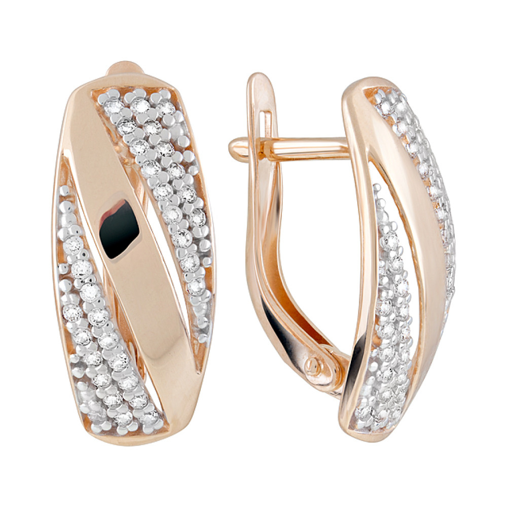 Золотые серьги с фианитами № 123588