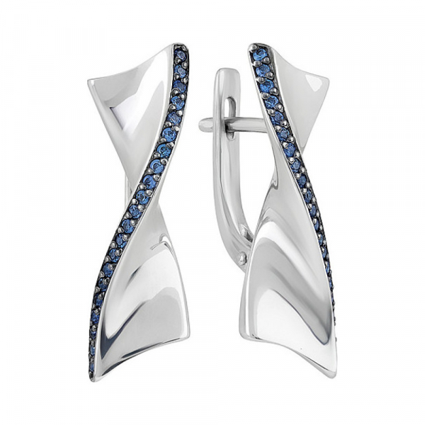 Серебряные серьги с фианитом № 135482