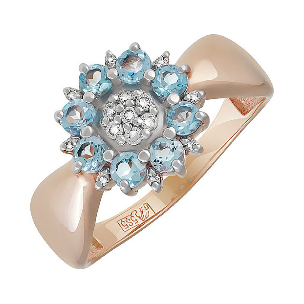 Золотое кольцо с топазом и фианитом № 135071