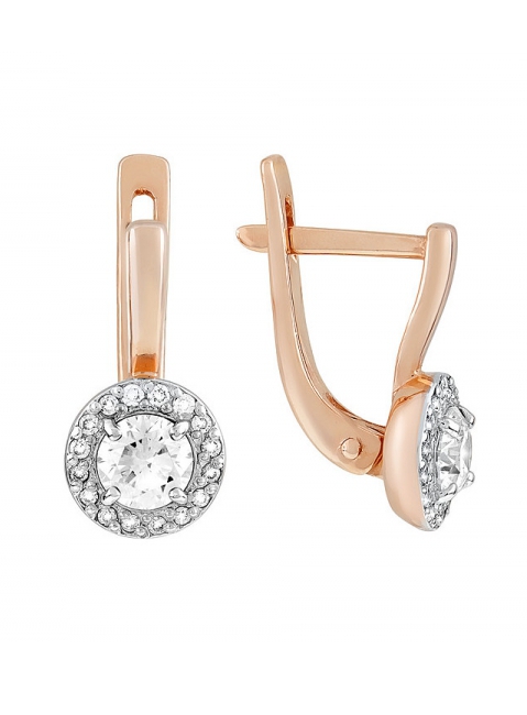 Золотые серьги с бриллиантом № 116334