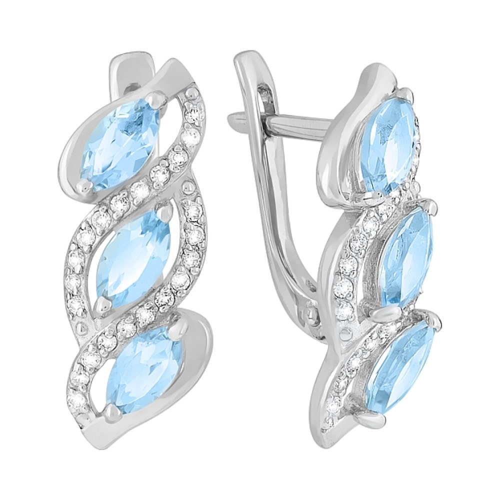 Золотые серьги с топазом и фианитом № 117974