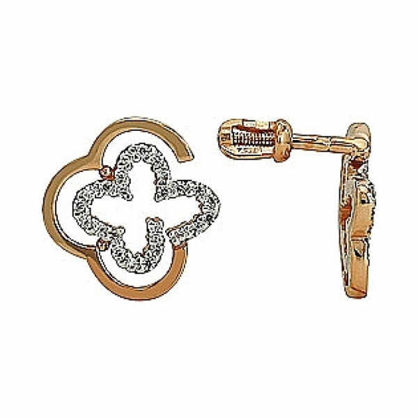 Золотые серьги с фианитом № 73323