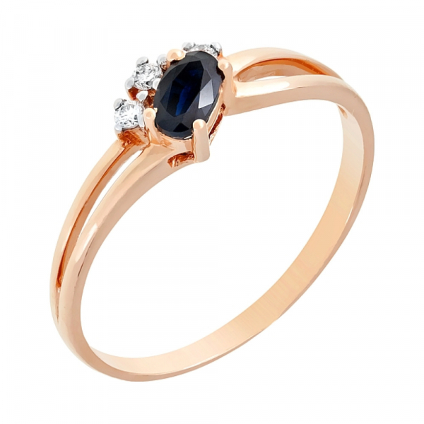 Кольцо с бриллиантом и сапфиром № 99194