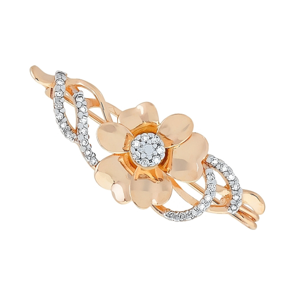 Золотая брошь с фианитами № 113012