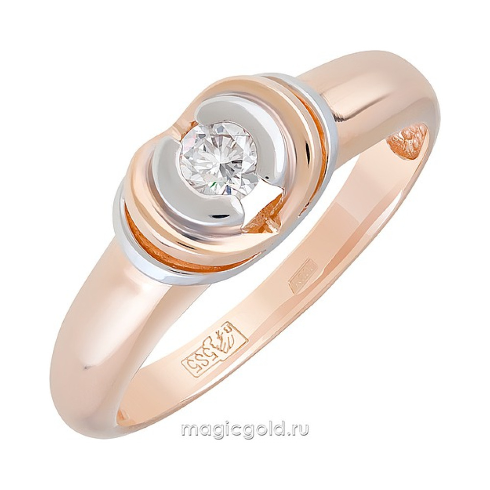 Золотое кольцо с бриллиантом № 129133