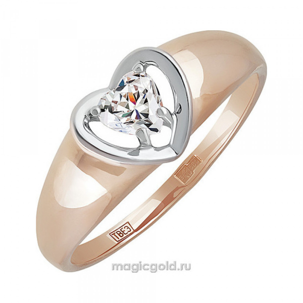 Золотое кольцо с кристаллом swarovski № 140426