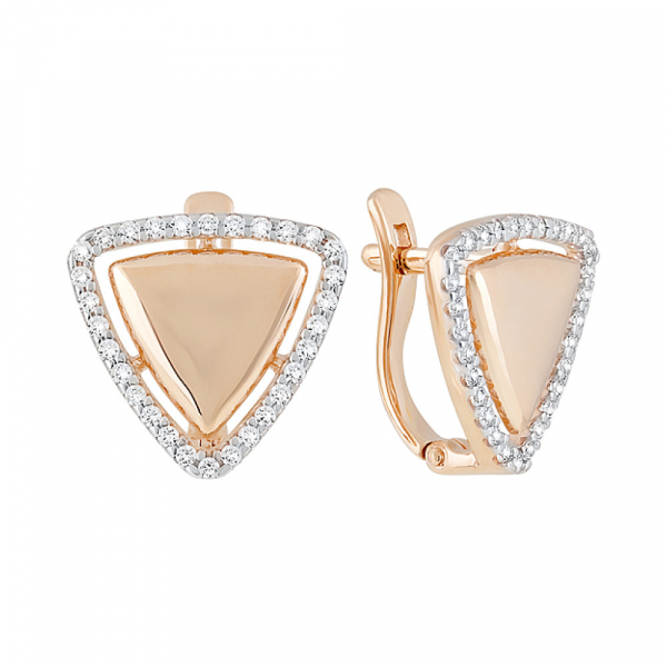 Золотые серьги с фианитами № 128627