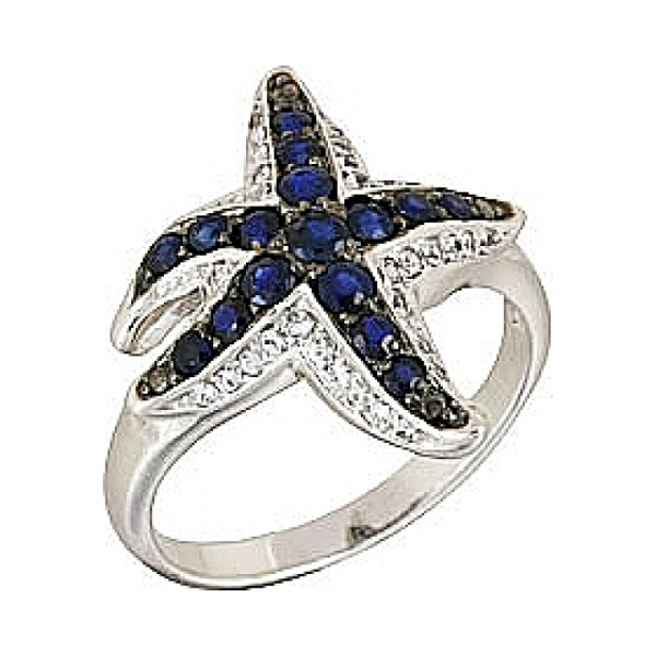  Кольцо с сапфиром «Морская звезда»  № 65385
