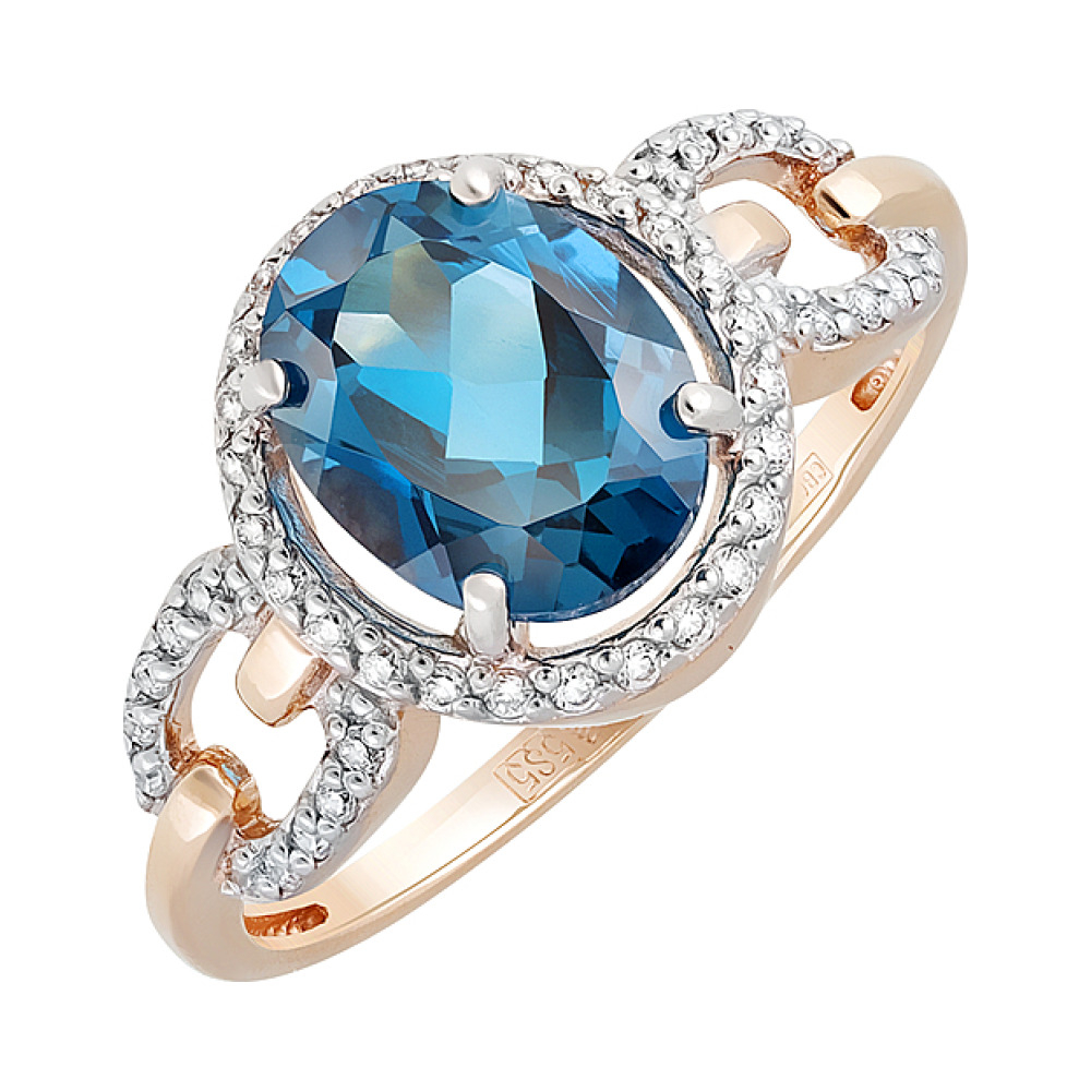 Золотое кольцо с топазом и фианитом № 126557