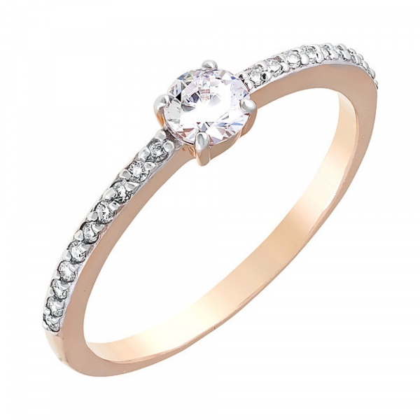 Золотое кольцо с фианитами № 121579