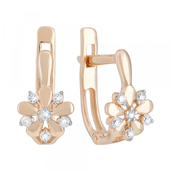 Золотые серьги с фианитами № 129230