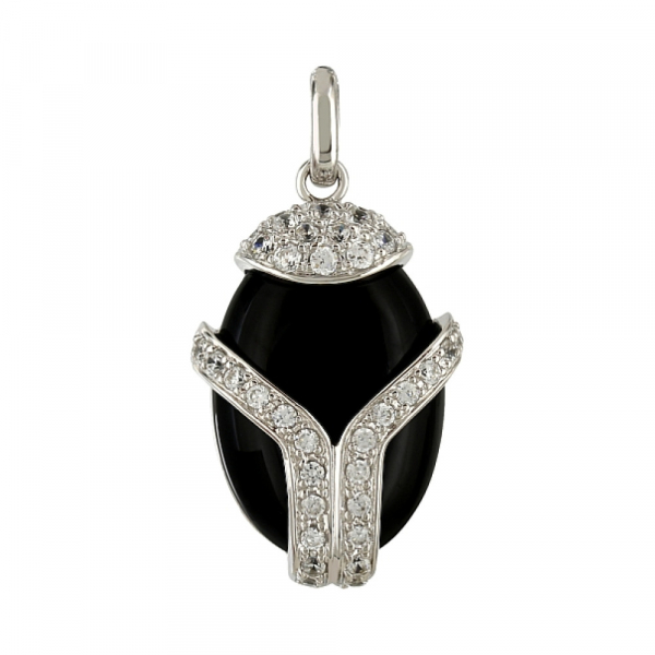 Серебряная подвеска с агатом и фианитом № 107240