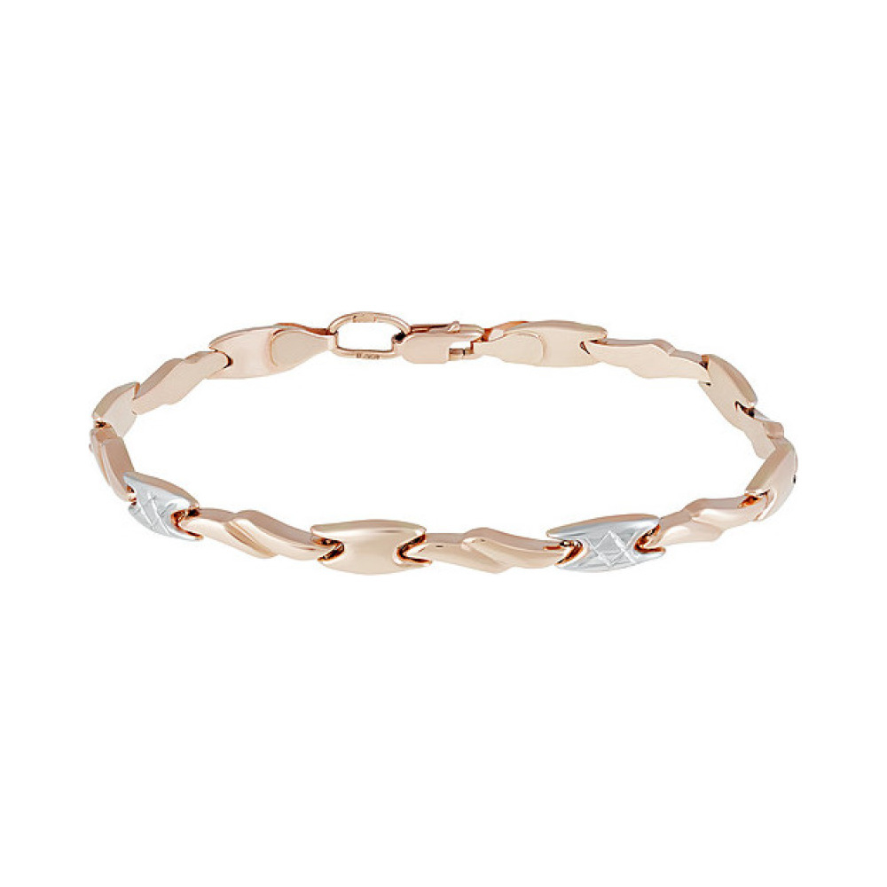 Золотой браслет без камня с алмазкой № 136863