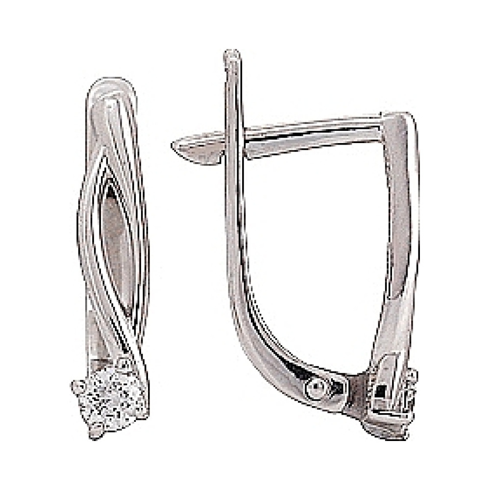 Золотые серьги с бриллиантом № 74220