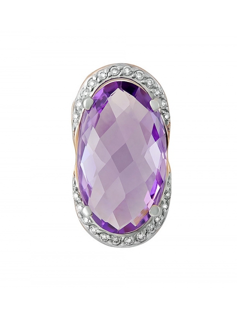 Золотая подвеска с аметистом и фианитом № 131747