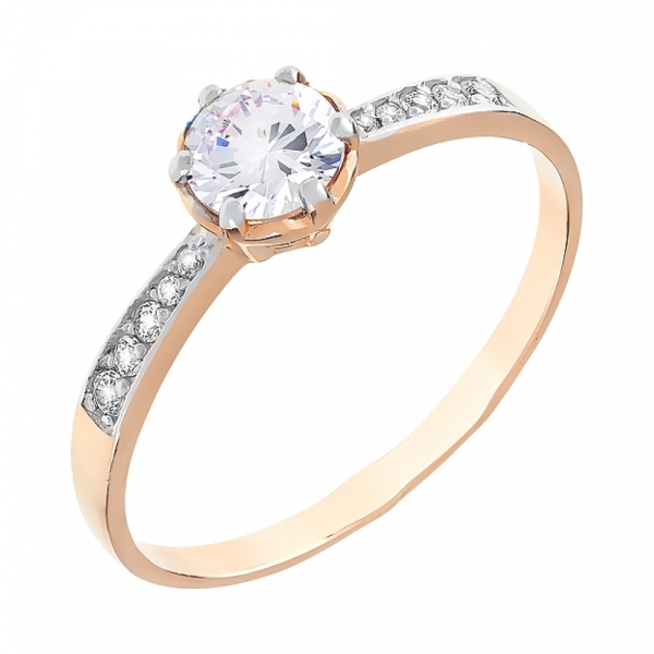 Золотое кольцо с фианитами № 112798