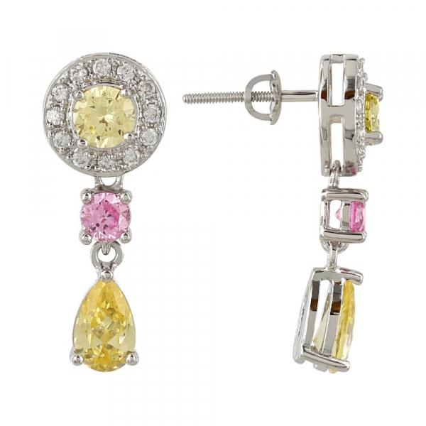 Серебряные серьги с фианитом № 107159