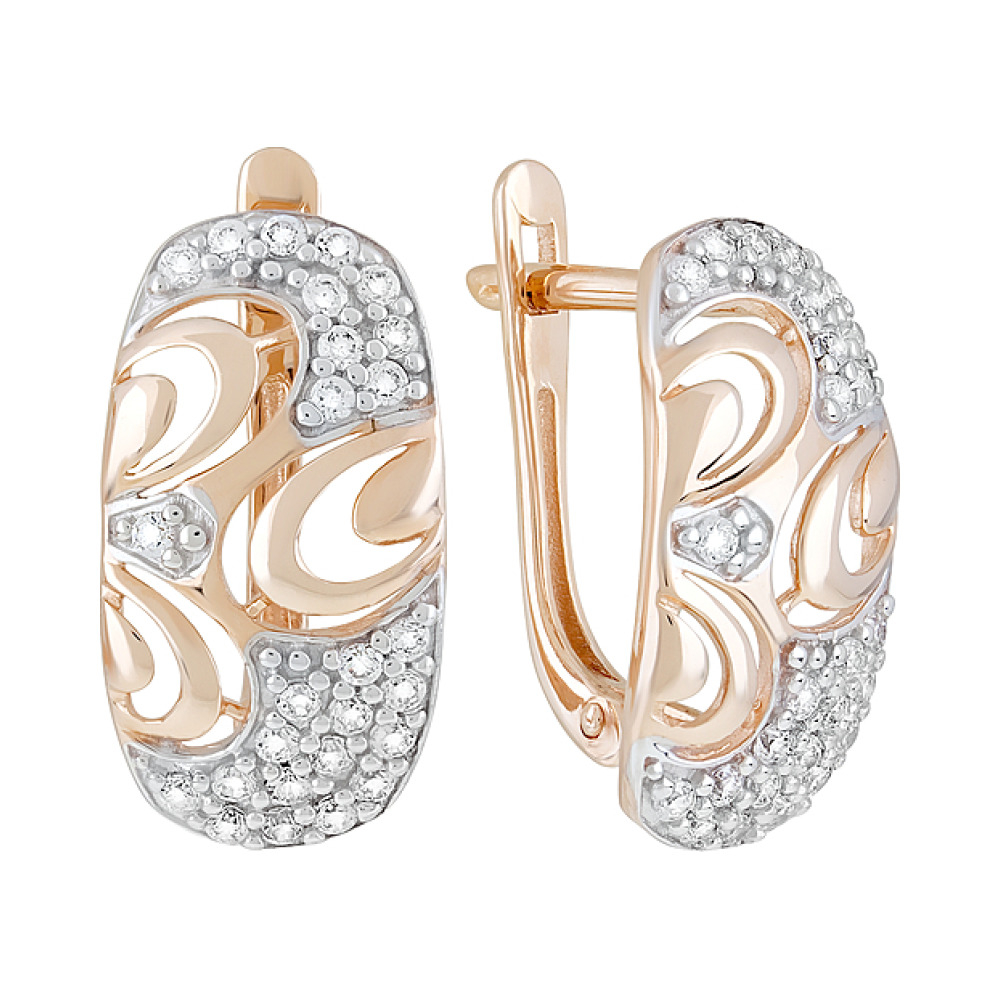 Золотые серьги с фианитами № 126007