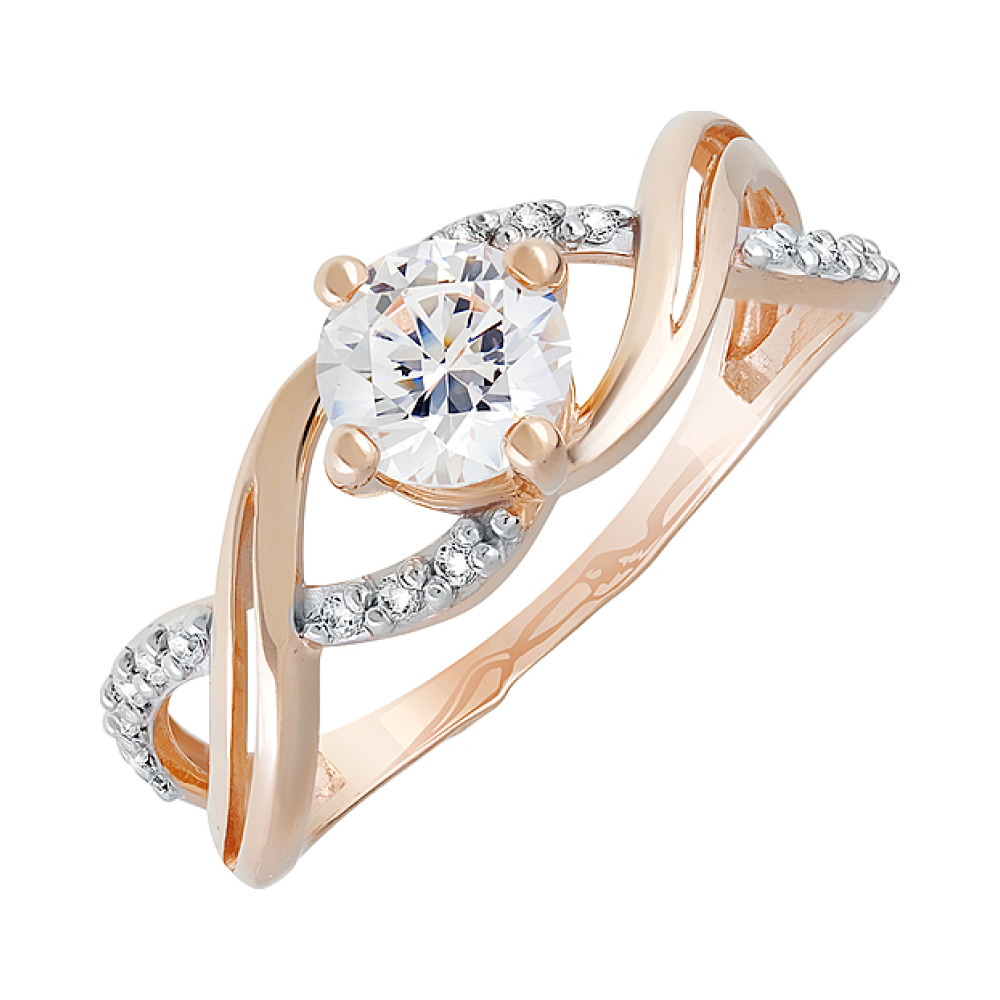 Золотое кольцо с кристаллами swarovski № 129771