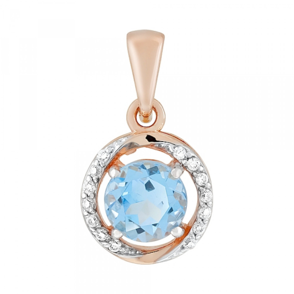 Золотая подвеска с топазом и фианитом № 117925