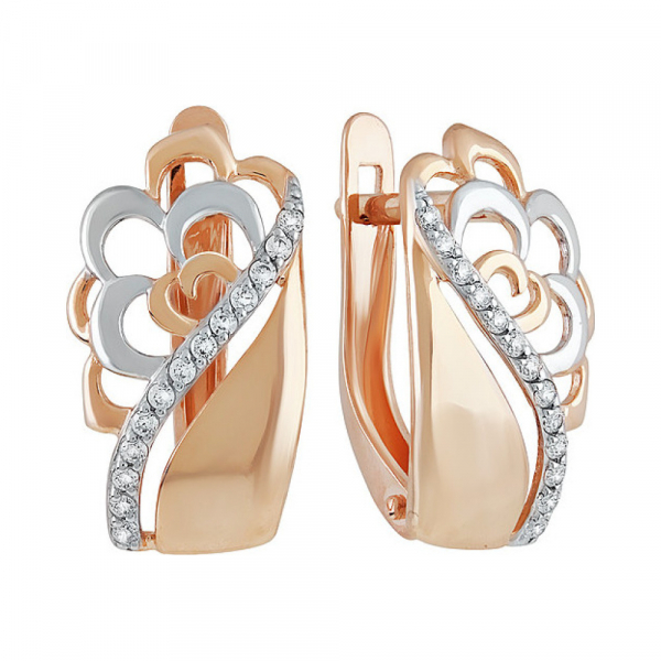 Золотые серьги с фианитом № 136945